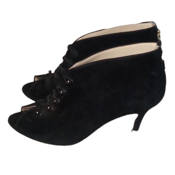 Adrienne Vittadini Black Gradie Suede Leather Pumps/ Booties Zip Back Size 10 - Picture 4 of 10